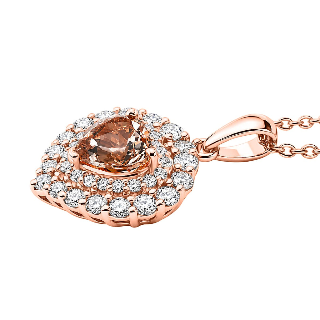 Morganite,  Moissanite Pendant with Torn Chain 19DC (Size 18) in 18K RG Vermeil Sterling Silver 0.54 ct  2.040  Ct._4480972_3