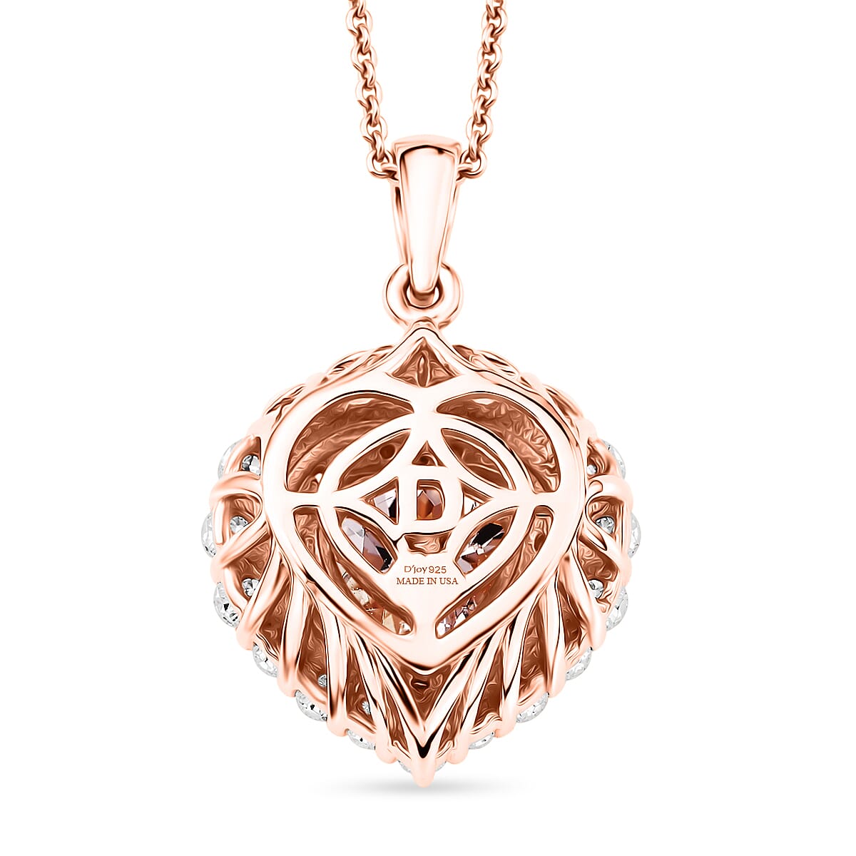 Morganite,  Moissanite Pendant with Torn Chain 19DC (Size 18) in 18K RG Vermeil Sterling Silver 0.54 ct  2.040  Ct. 4480972 4