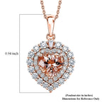 Morganite,  Moissanite Pendant with Torn Chain 19DC (Size 18) in 18K RG Vermeil Sterling Silver 0.54 ct  2.040  Ct._4480972_5
