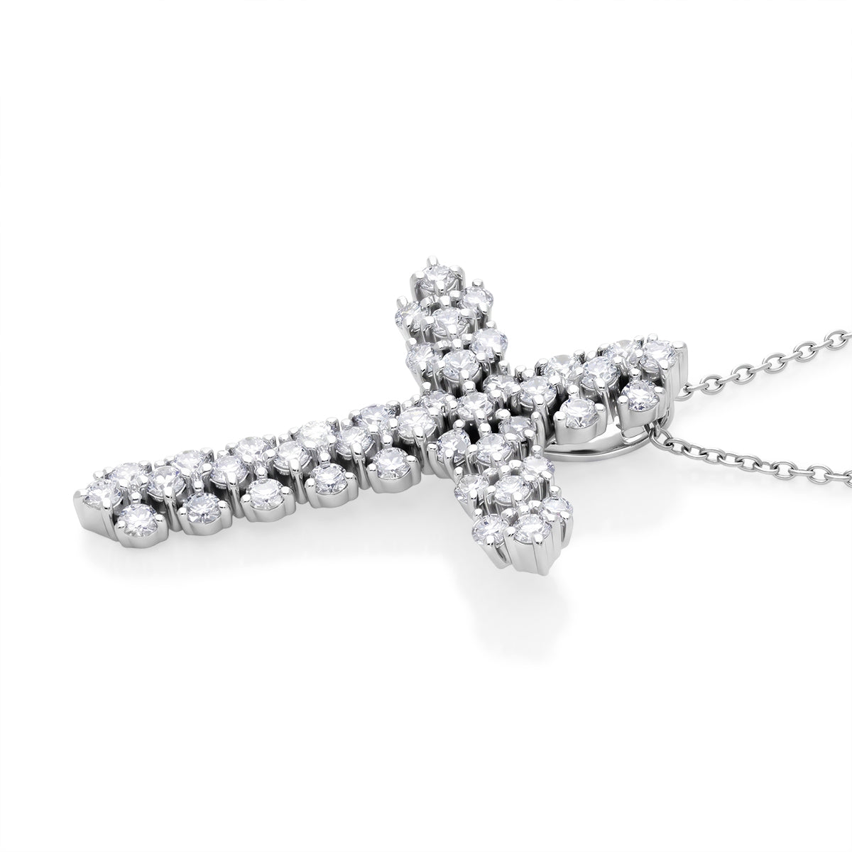 LUXURIANT 1 Ct. Lab Grown Diamond Cross Pendant with (Size 18-2 Ext) in Rhodium Overlay Sterling Silver (SI-G-H) V32601543 4