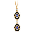 D'Joy - Tanzanite & White Zircon Drop Pendant with Chain (Size 20) in 18K Vermeil Yellow Gold Plated Sterling Silver_4481402