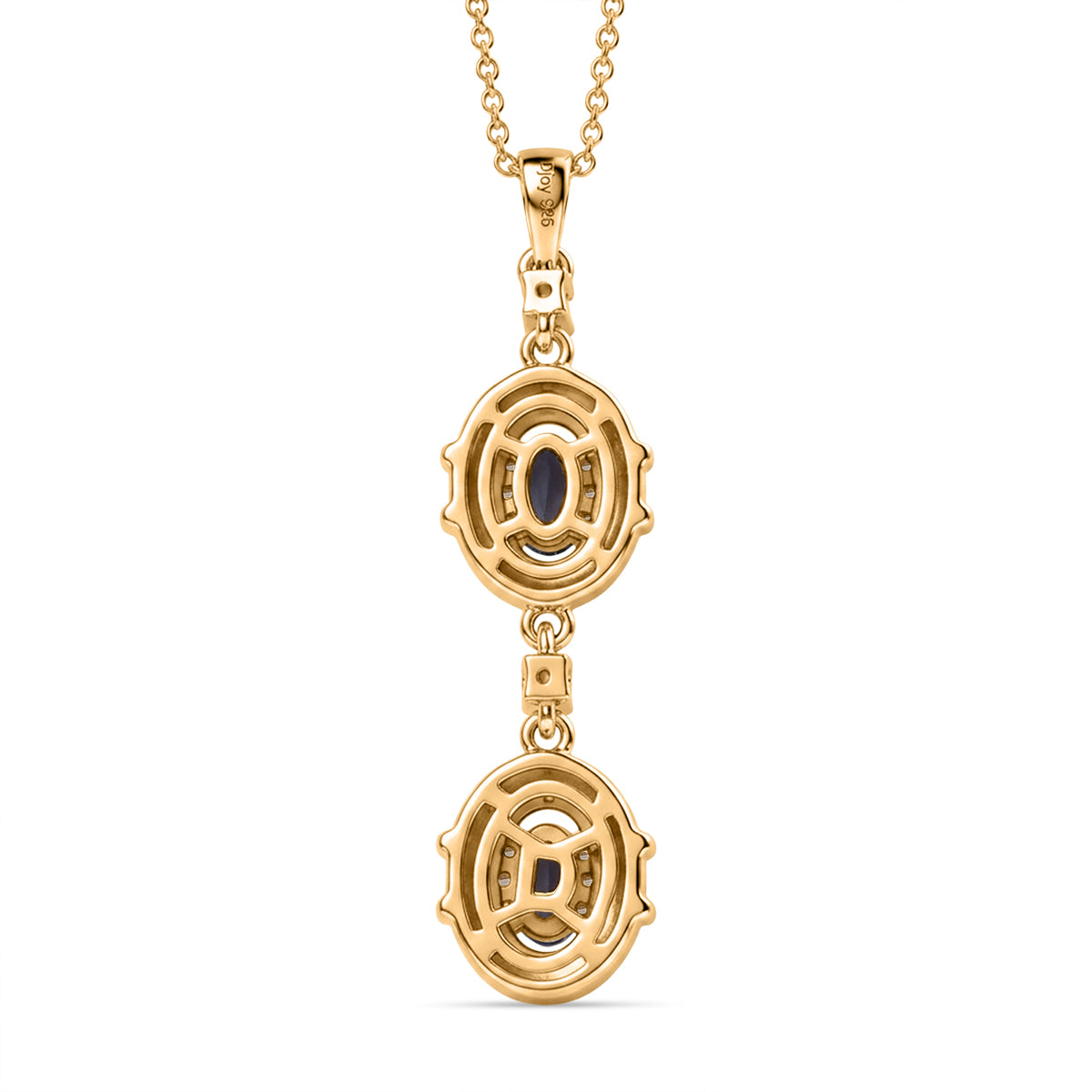 D'Joy - Tanzanite &amp; White Zircon Drop Pendant with Chain (Size 20) in 18K Vermeil Yellow Gold Plated Sterling Silver V32528567 5