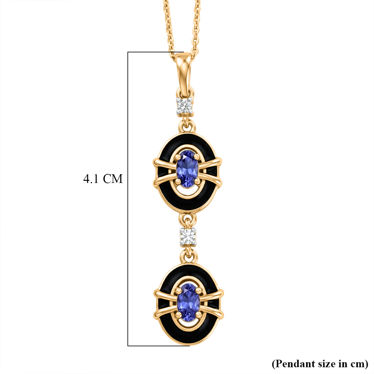 D'Joy - Tanzanite &amp; White Zircon Drop Pendant with Chain (Size 20) in 18K Vermeil Yellow Gold Plated Sterling Silver V32528567 6