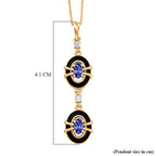 D'Joy - Tanzanite & White Zircon Drop Pendant with Chain (Size 20) in 18K Vermeil Yellow Gold Plated Sterling Silver_4481402_5
