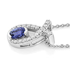D'Joy - Tanzanite & White Zircon Drop Pendant with Chain (Size 20) in Platinum Overlay Sterling Silver_4481404_3