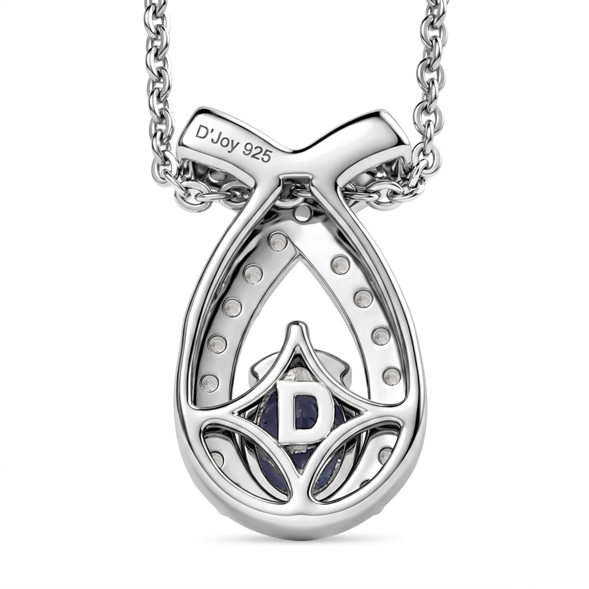 D'Joy - Tanzanite &amp; White Zircon Drop Pendant with Chain (Size 20) in Platinum Overlay Sterling Silver V32514845 5