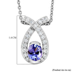 D'Joy - Tanzanite & White Zircon Drop Pendant with Chain (Size 20) in Platinum Overlay Sterling Silver_4481404_5