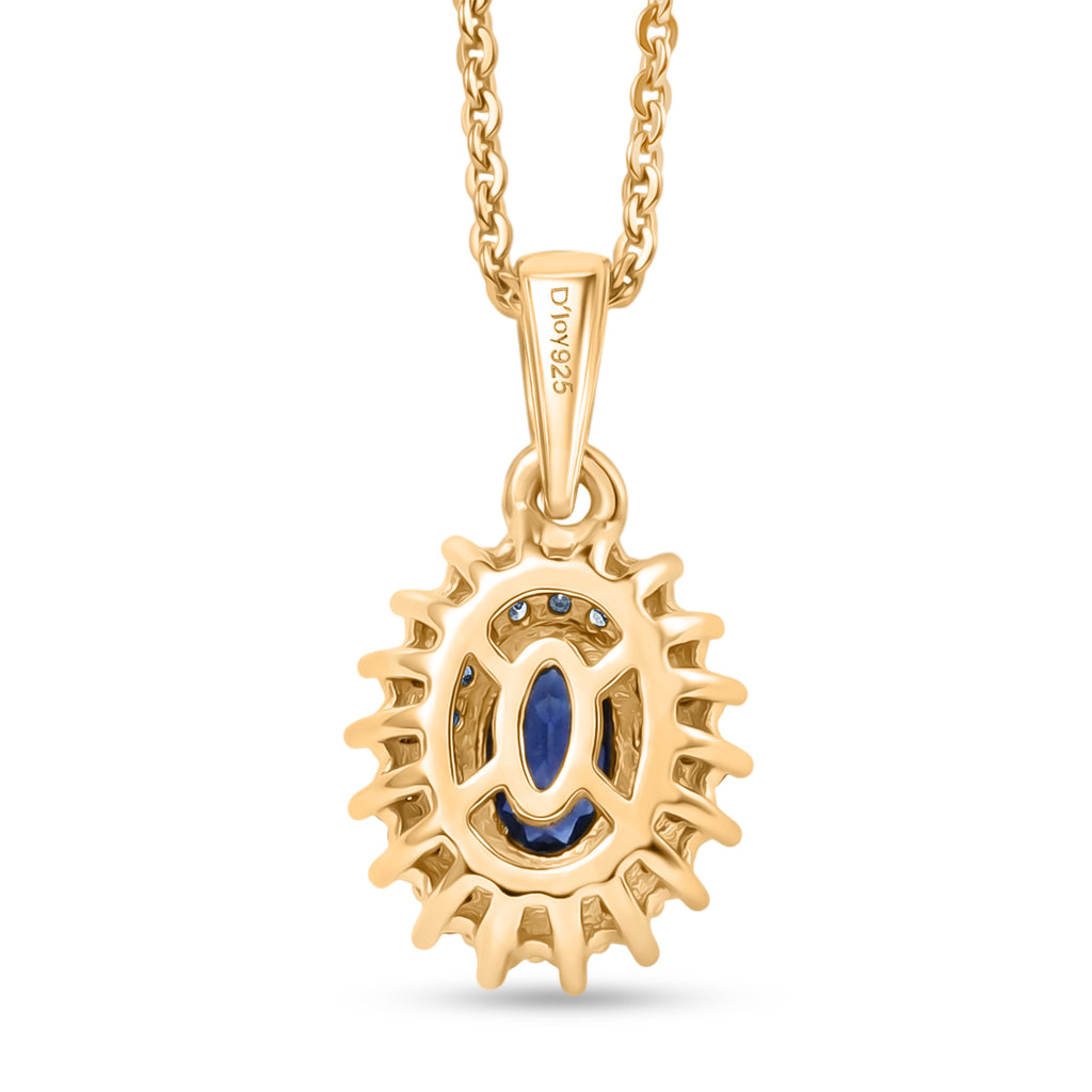 Tanzanite,  Champagne Diamond,  White Diamond Pendant with Chain (Size 20) in 18K YG Vermeil Sterling Silver 0.16 ct  0.640  Ct._4481406_4