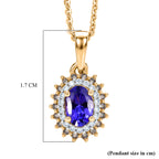 Tanzanite,  Champagne Diamond,  White Diamond Pendant with Chain (Size 20) in 18K YG Vermeil Sterling Silver 0.16 ct  0.640  Ct._4481406_5
