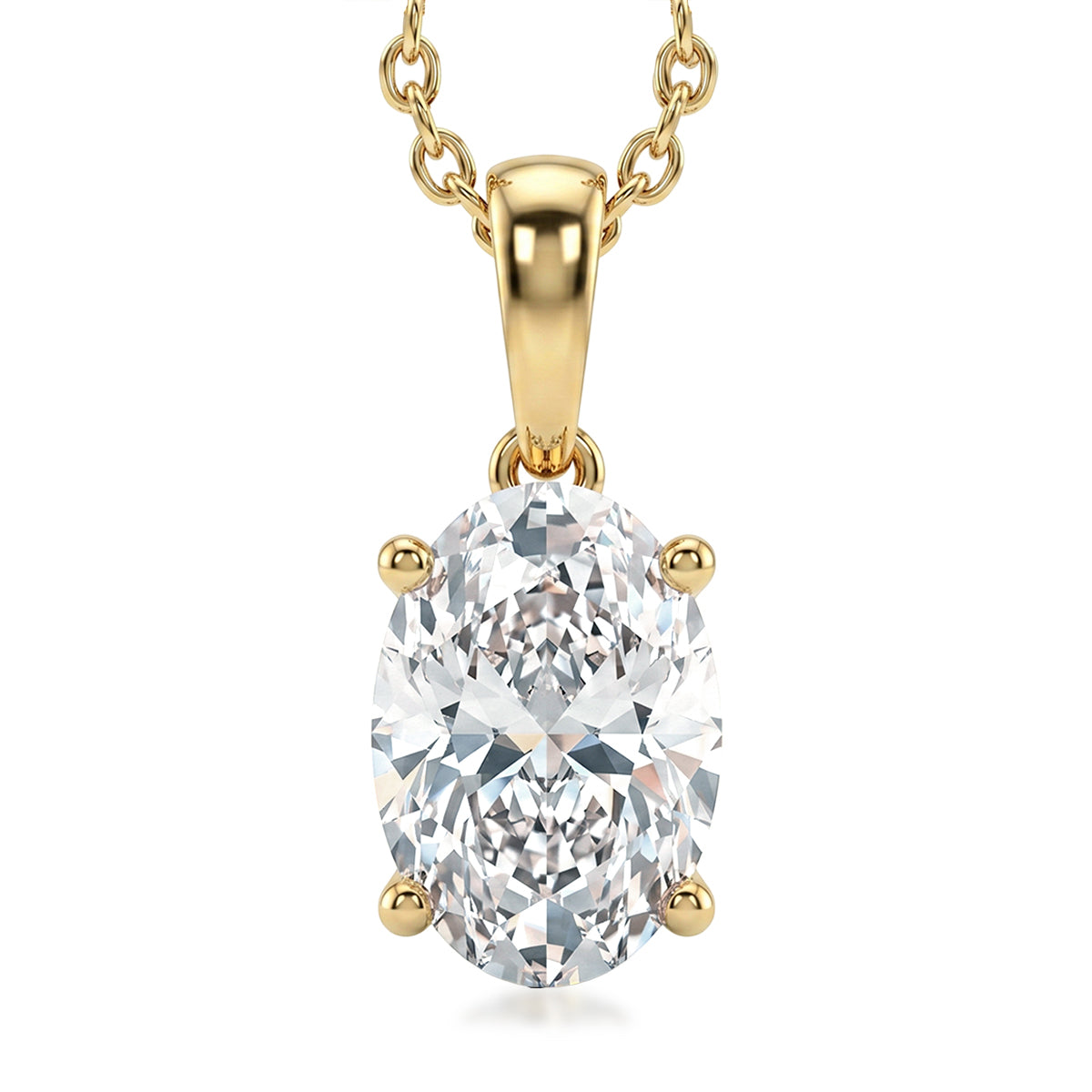 LUXURIANT 2 Ct. Lab Grown Diamond Oval-Cut Solitaire Pendant with Chain (Size 20) in 18K Vermeil Yellow Gold Plated Sterling Silver, SGL Certified (SI-G-H) 4481435 0
