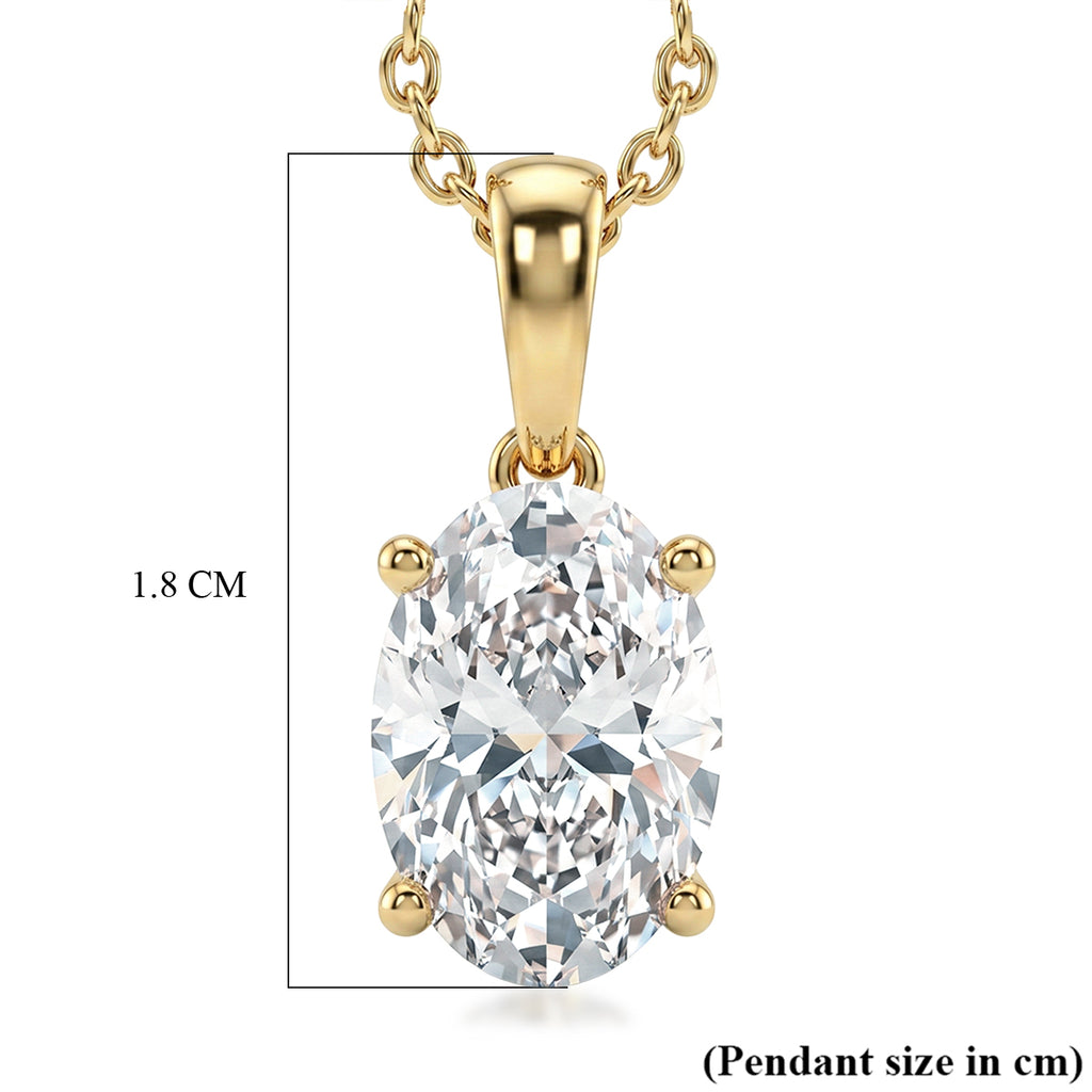 Luxuriant - SGL Certified Lab Grown Diamond (SI/G-H) Solitaire Pendant with Chain (Size 20) in 18K Vermeil Yellow Gold Plated Sterling Silver 2.00 Ct._4481435_5