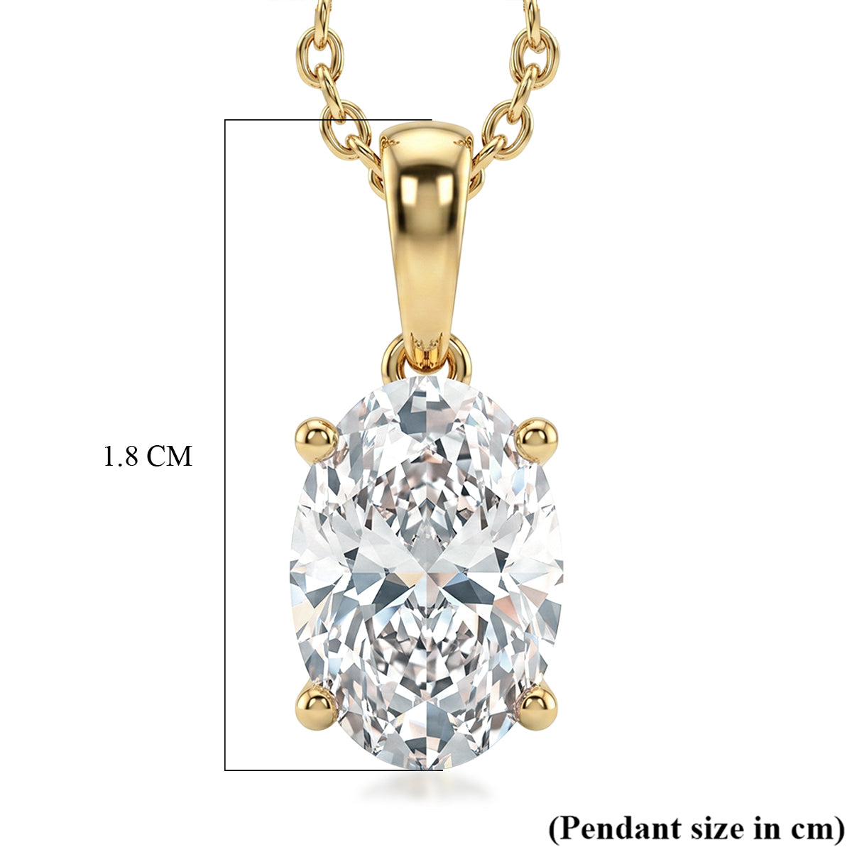 LUXURIANT 2 Ct. Lab Grown Diamond Oval-Cut Solitaire Pendant with Chain (Size 20) in 18K Vermeil Yellow Gold Plated Sterling Silver, SGL Certified (SI-G-H) 4481435 6