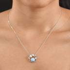 D'Joy - Natural Larimar, Fresh Water Pearl & White Zircon Abstract Pendant with Chain (Size 20) in Platinum Overlay Sterling Silver 3.50 Ct._4481622_1