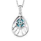 D'Joy - Natural Larimar & White Zircon Radiant Drop Pendant with Chain (Size 20) in Platinum Overlay Sterling Silver 1.40 Ct._4481623_4