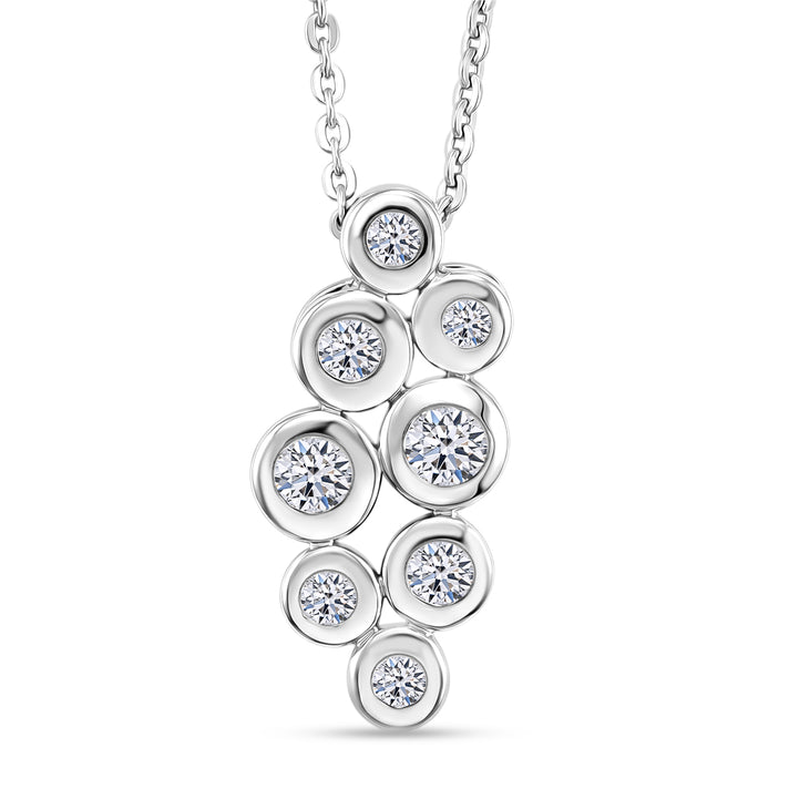 LUXURIANT Lab Grown Diamond Bubble Cluster Pendant with Chain (Size 20) in Rhodium Overlay Sterling Silver (SI-G-H) 4481682 1