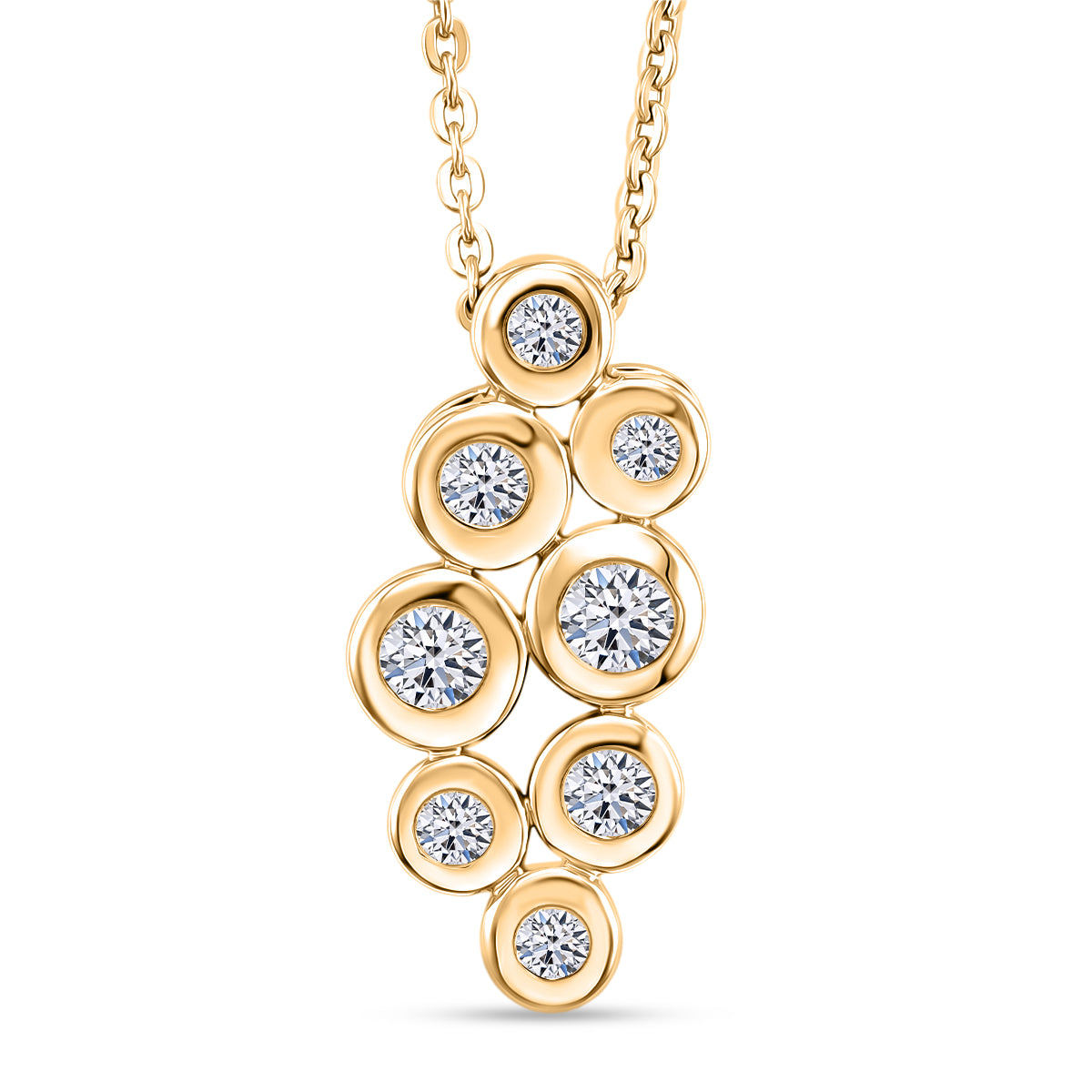 LUXURIANT Lab Grown Diamond Bubble Cluster Pendant with Chain (Size 20) in 18K Vermeil Yellow Gold Plated Sterling Silver (SI-G-H) 4481683 0