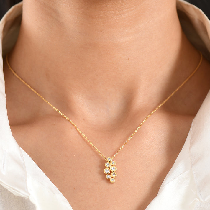 LUXURIANT Lab Grown Diamond Bubble Cluster Pendant with Chain (Size 20) in 18K Vermeil Yellow Gold Plated Sterling Silver (SI-G-H) 4481683 2