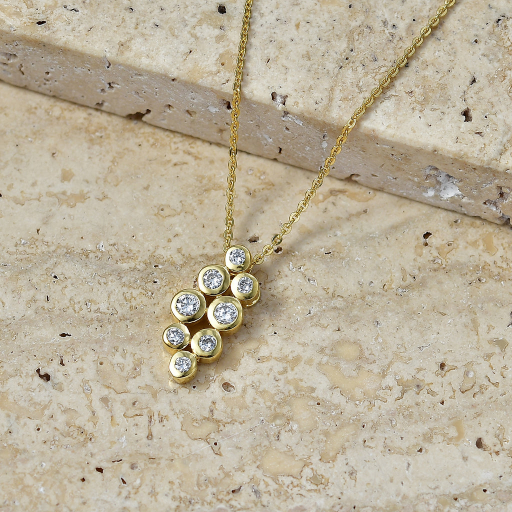 Luxuriant - Lab Grown Diamond (SI/G-H) Cluster Drop Pendant with Chain (Size 20) in 18K Vermeil Yellow Gold Plated Sterling Silver 0.33 Ct._4481683_2