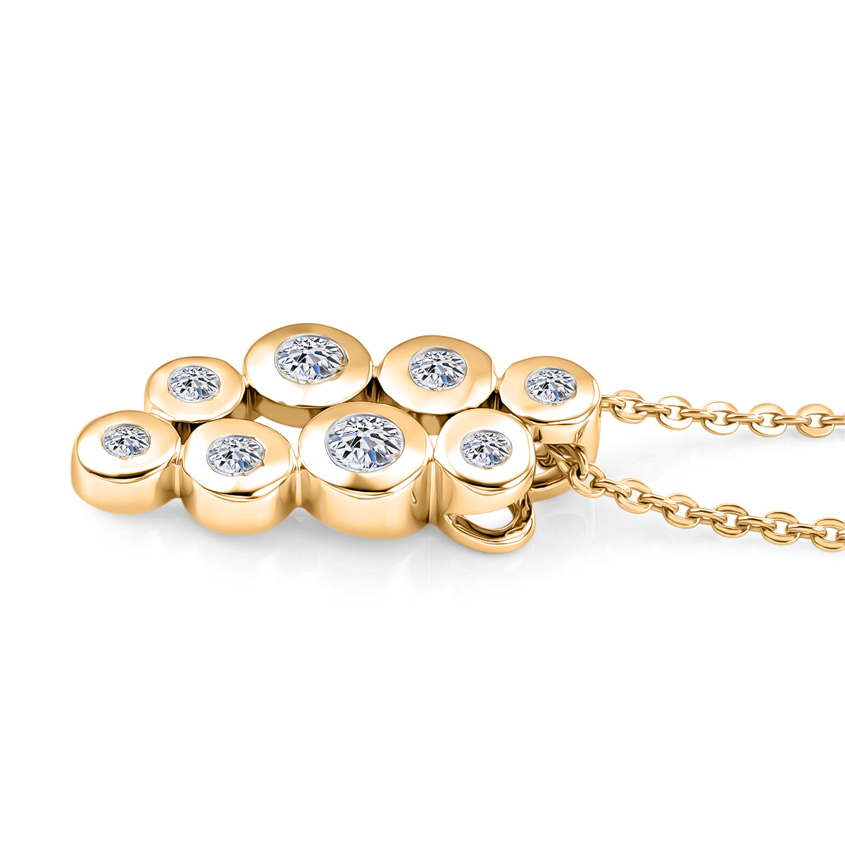 LUXURIANT Lab Grown Diamond Bubble Cluster Pendant with Chain (Size 20) in 18K Vermeil Yellow Gold Plated Sterling Silver (SI-G-H) 4481683 4