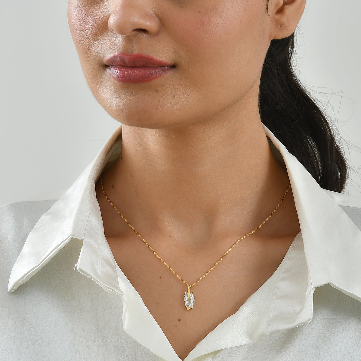 Lab Grown Diamond Pendant with Chain (Size 20) in 18K YG Vermeil Sterling Silver 0.39 ct  0.520  Ct. 4481722 2
