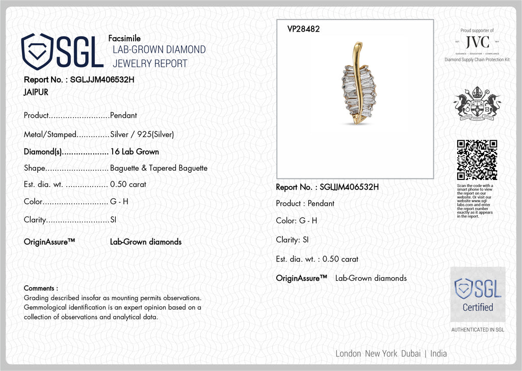 Lab Grown Diamond Pendant with Chain (Size 20) in 18K YG Vermeil Sterling Silver 0.39 ct  0.520  Ct._4481722_5