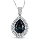 London Blue Topaz,  Moissanite Pendant with Torn Chain 19DC (Size 18) in Rhodium Overlay Sterling Silver 0.81 ct  5.120  Ct._4481833