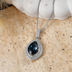 London Blue Topaz,  Moissanite Pendant with Torn Chain 19DC (Size 18) in Rhodium Overlay Sterling Silver 0.81 ct  5.120  Ct._4481833_1