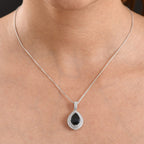 London Blue Topaz,  Moissanite Pendant with Torn Chain 19DC (Size 18) in Rhodium Overlay Sterling Silver 0.81 ct  5.120  Ct._4481833_2