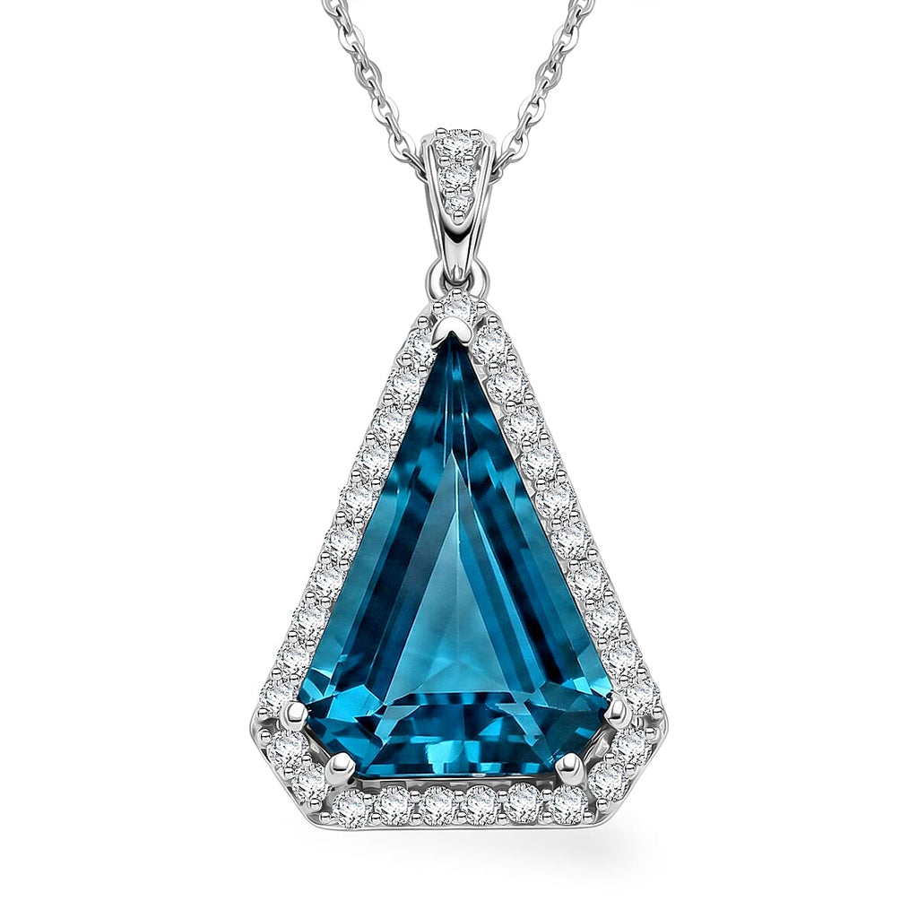 London Blue Topaz,  Moissanite Pendant with Torn Chain 19DC (Size 18) in Rhodium Overlay Sterling Silver 0.51 ct  9.960  Ct._4481834