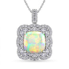 Ethiopian Opal,  Moissanite Pendant with Torn Chain 19DC (Size 20) in Rhodium Overlay Sterling Silver 1.73 ct  6.030  Ct._4481843