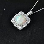 Ethiopian Opal,  Moissanite Pendant with Torn Chain 19DC (Size 20) in Rhodium Overlay Sterling Silver 1.73 ct  6.030  Ct._4481843_1