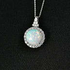 Ethiopian Opal,  Moissanite Pendant with Torn Chain 19DC (Size 20) in Rhodium Overlay Sterling Silver 0.52 ct  4.520  Ct._4481844_1