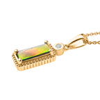 Luxuriant - Ammolite & Lab Grown Diamond (SI/G-H) Pendant with Chain (Size 20) in 18K Vermeil Yellow Gold Plated Sterling Silver 1.20 Ct._4482257_3