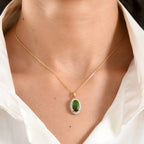 D'Joy - Ammolite & Natural White Diamond Pendant with Chain (Size 20) in 18K Vermeil Yellow Gold Plated Sterling Silver 2.56 Ct._4482259_1