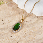 D'Joy - Ammolite & Natural White Diamond Pendant with Chain (Size 20) in 18K Vermeil Yellow Gold Plated Sterling Silver 2.56 Ct._4482259_2