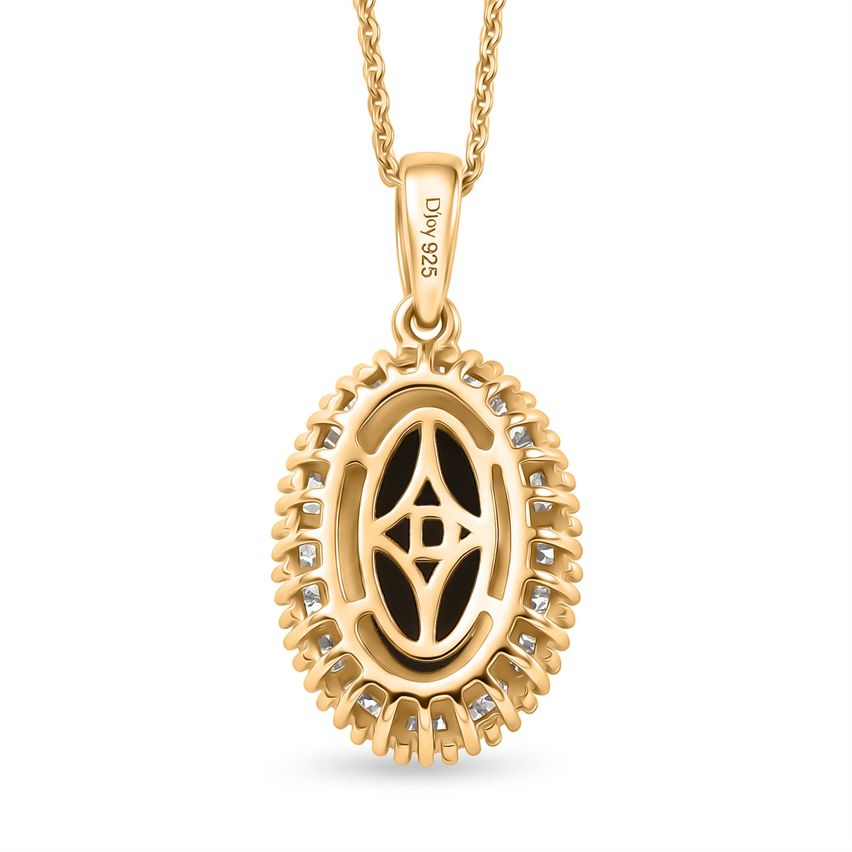 D'Joy - Ammolite &amp; Natural White Diamond Pendant with Chain (Size 20) in 18K Vermeil Yellow Gold Plated Sterling Silver 2.56 Ct. V32518690 5