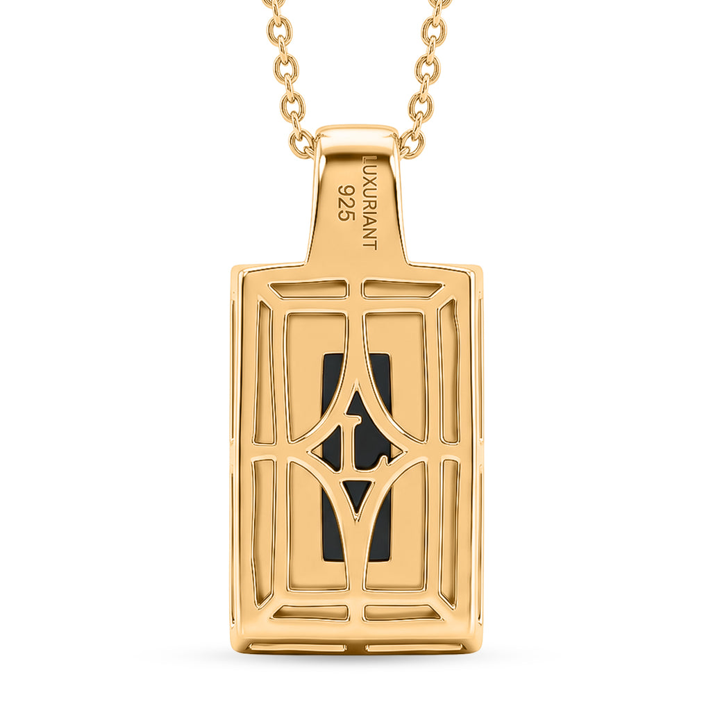 Luxuriant - Ammolite & Lab Grown Diamond (SI/G-H) Prismatic Pendant with Chain (Size 20) in 18K Vermeil Yellow Gold Plated Sterling Silver 1.20 Ct._4482341_4