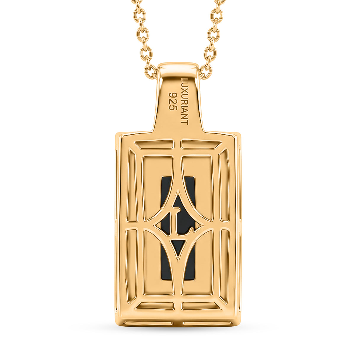 Luxuriant - Ammolite &amp; Lab Grown Diamond (SI/G-H) Prismatic Pendant with Chain (Size 20) in 18K Vermeil Yellow Gold Plated Sterling Silver 1.20 Ct. V32573761 5