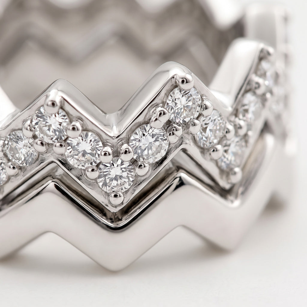 Set of 2 - Royal Bali Collection - D'Joy Moissanite Wave Ring in Rhodium Overlay Sterling Silver_4482351_3