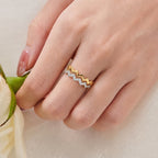 Set of 2 - Royal Bali Collection - D'Joy Moissanite Wave Ring in 18K Vermeil Yellow Gold Plated Sterling Silver_4482369_4