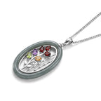 GP  - African Amethyst & Multi-Gemstone Floral Vine Pendant with Chain (Size 18) in Rhodium Overlay Sterling Silver 10.90 Ct._4482519_3