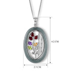 GP  - African Amethyst & Multi-Gemstone Floral Vine Pendant with Chain (Size 18) in Rhodium Overlay Sterling Silver 10.90 Ct._4482519_5