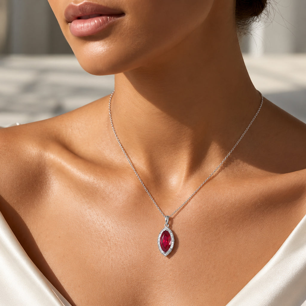 D'Joy - African Ruby & Natural White Diamond Halo Pendant with Chain (Size 20) in Platinum Overlay Sterling Silver 4.50 Ct._4482541_1