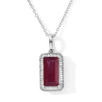 D'Joy - African Ruby & Natural White Diamond Halo Pendant with Chain (Size 20) in Platinum Overlay Sterling Silver 4.50 Ct._4482543