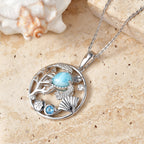 D'Joy - Natural Larimar, Skyblue Topaz & White Zircon Botanical Pendant with Chain (Size 20) in Platinum Overlay Sterling Silver 1.10 Ct._4482550_2