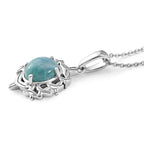 D'Joy - Natural Larimar Solitaire Pendant with Chain (Size 20) in Platinum Overlay Sterling Silver 1.50 Ct._4482551_3