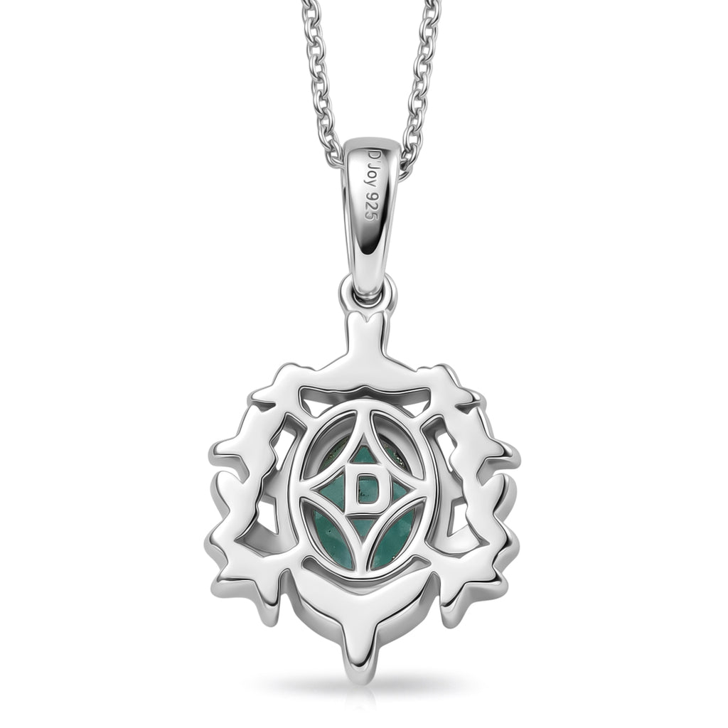 D'Joy - Natural Larimar Solitaire Pendant with Chain (Size 20) in Platinum Overlay Sterling Silver 1.50 Ct._4482551_4