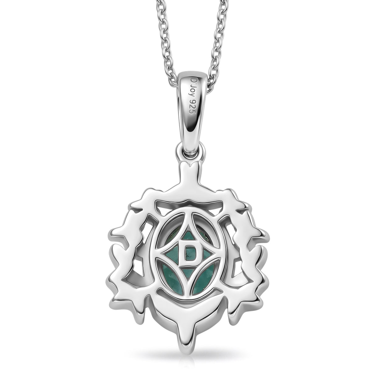 D'Joy - Natural Larimar Solitaire Pendant with Chain (Size 20) in Platinum Overlay Sterling Silver 1.50 Ct. V32518683 5