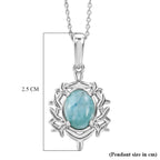 D'Joy - Natural Larimar Solitaire Pendant with Chain (Size 20) in Platinum Overlay Sterling Silver 1.50 Ct._4482551_5