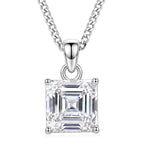 GRA Certified Moissanite Solitaire Pendant with Chain (Size 18) in Rhodium Overlay Sterling Silver 2.00 Ct._4482807